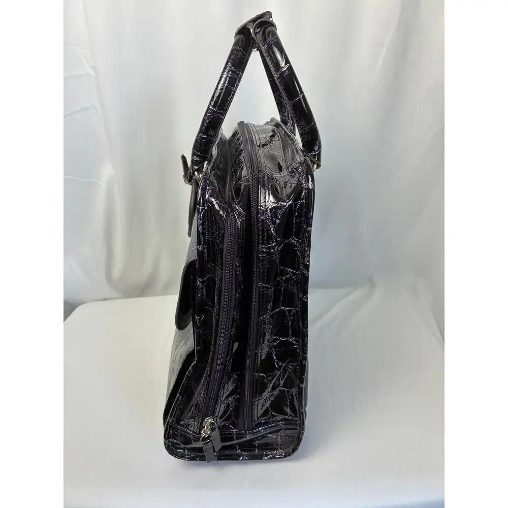 Jasper Conran at Tripp Rolling Laptop Bag Faux Leather Purple Croc Career Travel